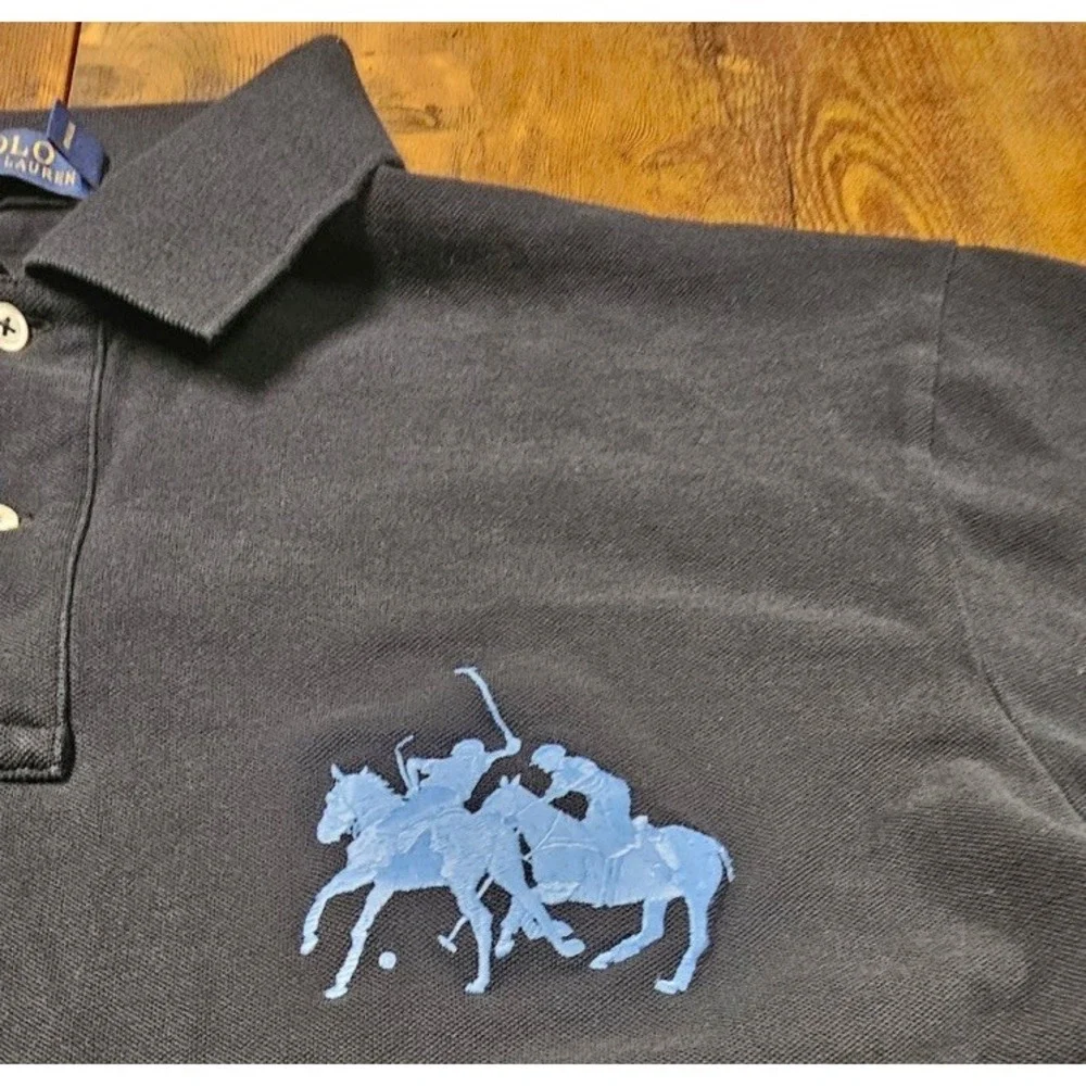 Polo Ralph Lauren Shirt Men 2XLT Tall Black Double Jockey Big Pony Long Sleeve